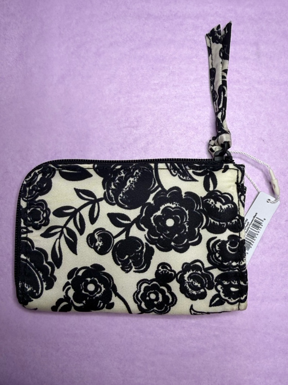 NWT Vera Bradley Zip Card Pouch - Bubbly Flowers Black - Picture 2 of 5